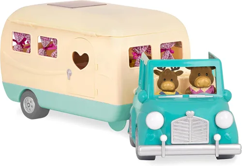 Vista 7 de Li'l Woodzee z Happy Camper Playset con auto de juguete azul desmontable