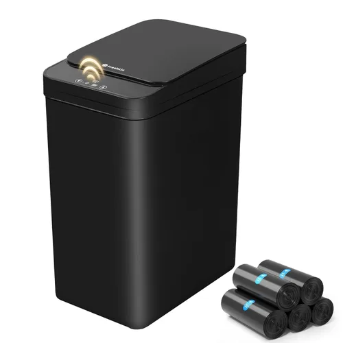 Vista 9 de FRESHLIX Cubo de basura para baño, 2.6 galones, con sensor de movimiento automático, sin contacto, impermeable, con tapa, cubo de basura pequeño