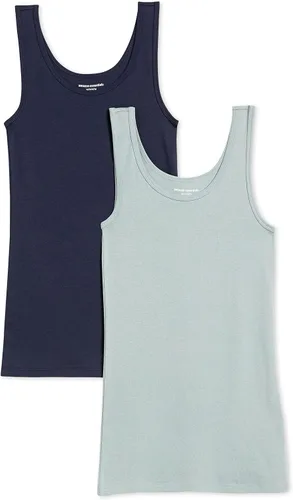 Vista 30 de Amazon Essentials Camisetas sin mangas ajustadas y acanaladas con cuello redondo para mujer, paquete de 2 Gris claro jaspeado/rosa claro