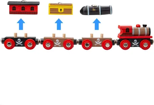 Vista 3 de Bigjigs Rail Tren pirata de madera: otras marcas principales de rieles de madera son compatibles