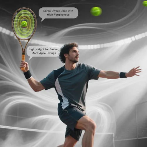 Vista 2 de BatZoom Tennis Racket for Beginners & Adults - Lightweight Graphite Racquet with Comfortable Grip Shock Reduction Technology Includes Carrying