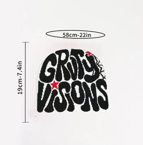 Vista 2 de Sombrero de punto con impresión de letras Y2K invierno cálido sombrero de lana moda hip hop tendencia Beanie Pullover Hat Casual Sports para hombres