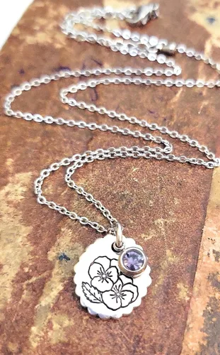 Vista 27 de Birth Month Flower and Birthstone Necklace