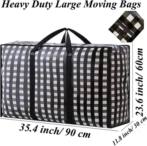 Vista 2 de Bolsas de mudanza grandes resistentes – Bolsas de almacenamiento grandes de 162 L con cremallera duradera, organizadores grandes impermeables