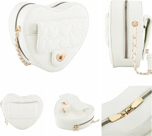 Vista 4 de Ayliss Bolso cruzado para mujer, con forma de corazón, bolso de hombro pequeño, bolso cruzado de noche, bolso de piel sintética