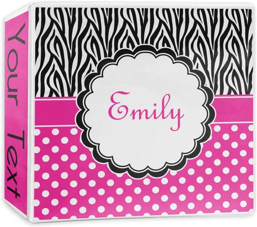 Vista 5 de Carpeta personalizada de 3 anillas con estampado de cebra y lunares, 2 pulgadas