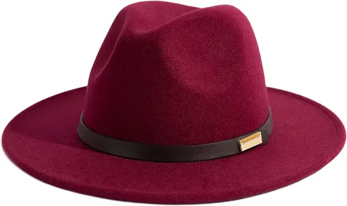 Vista 71 de Sombreros Fedora para hombre, sombrero Panamá de ala ancha con cinturón clásico Unisex Felt Fedora, Adjustable Fit, Breathable Sweatband, All-Day