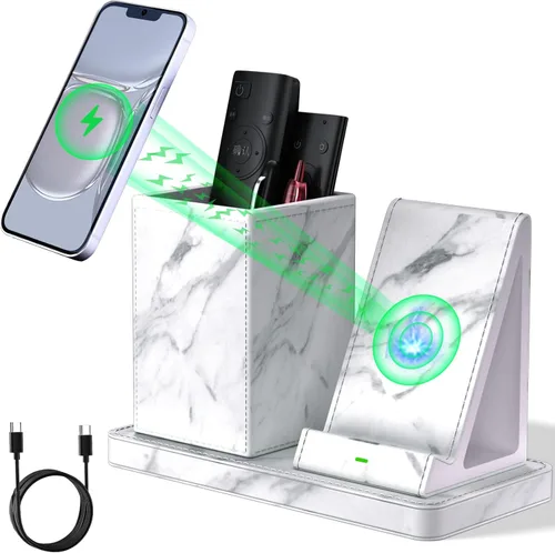 Vista 7 de Organizador Multifuncional para Bolígrafos de Escritorio, Negro, de Cuero Vegano, con Soporte para Control Remoto, Portalápices para Escritorio