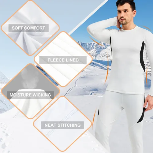 Vista 5 de romision Ropa interior térmica para hombre, pantalones largos con forro de vellón, equipo de caza, parte inferior, capa base para clima frío, XS-4XL