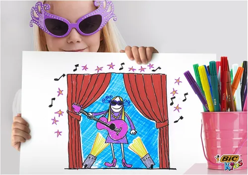 Vista 4 de Bic Bolígrafos para colorear Visa para niños, color negro (caja de 24)