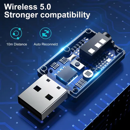 Vista 6 de Receptor de transmisor USB Bluetooth 5.0, adaptador de audio inalámbrico 2