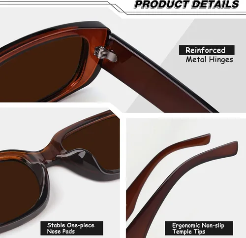 Vista 4 de GQUEEN Rectangle Sunglasses for Women Polarized Square Retro Vintage 90s Trendy Fashion UV400