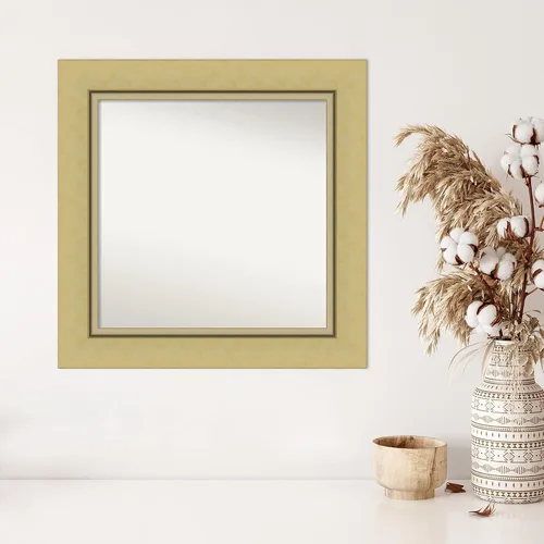 Vista 5 de Amanti Art Landon Gold Espejo de baño, espejo de pared o espejo de tocador de baño sobre el fregadero (26.25 x 26.25 pulgadas) Espejo no biselado