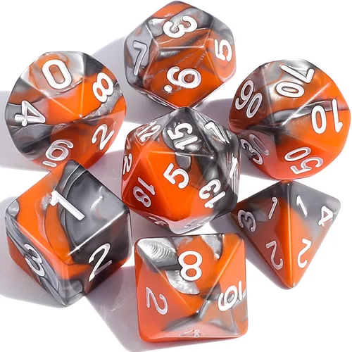 Vista 21 de CiaraQ Juego de dados poliédricos de 7 piezas para juegos de mesa MTG de Negro