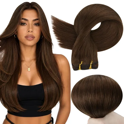 Vista 25 de Full Shine Extensiones de trama de cabello humano, cabello natural negro brillante, para mujeres, 1.76 oz (50 g), 10 pulgadas (25.4 cm), cabello