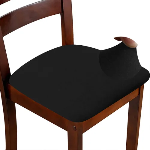 Vista 18 de Juego de 4 fundas de asiento para silla, elásticas, estampadas, para comedor, cuadradas, extraíbles y lavables, fundas de cojín para cocina, oficina
