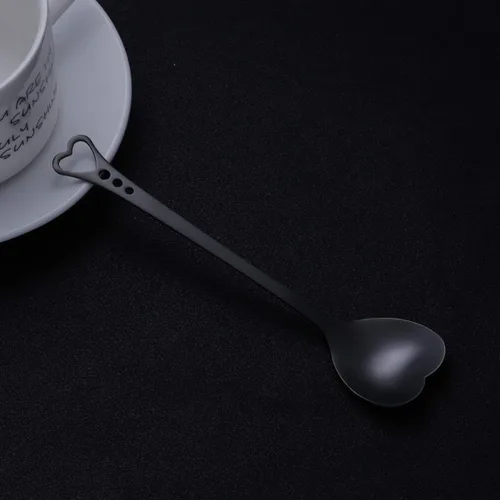 Vista 2 de Luxshiny Cucharas de café expreso, cuchara de postre de acero inoxidable, cucharas en forma de corazón, cucharas para helado, cuchara para mezclar