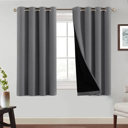 Vista 30 de PrinceDeco Cortinas 100% opacas de 54 pulgadas de largo, completamente opacas, tratamiento de ventanas, cortinas forradas con aislamiento térmico