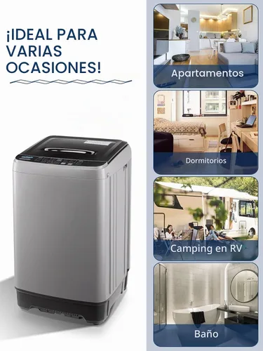 Vista 7 de Lavadora completamente automática de 17.7 libras con pantalla LED, bomba de drenaje portátil, 10 programas y 8 niveles de agua seleccionados, ideal