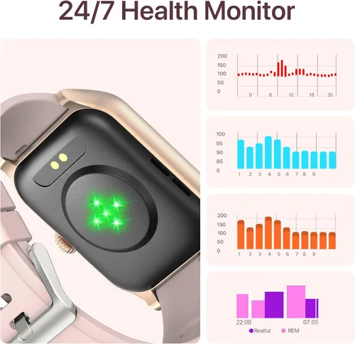 Vista 3 de WalkerFit Relojes inteligentes para mujer: reloj de fitness para Android, regalos para ella, reloj inteligente con monitor de frecuencia cardíaca