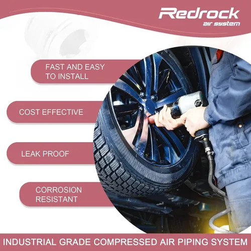 Vista 6 de Kit de línea de aire de tienda Redrock Performance 1/2" x 200 pies HDPE de aluminio, sistema de tubería comprimida con bloques de salida
