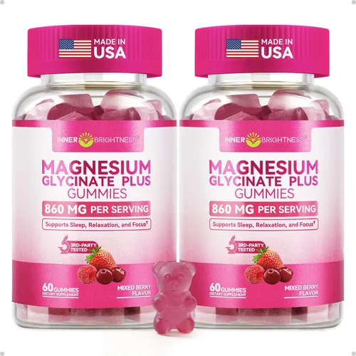 Vista 10 de Gomitas de glicinato de magnesio 600mg, sin OMG, sin gluten, gomitas de magnesio para adultos y niños, sueño, relajación y enfoque, sabor a naranja
