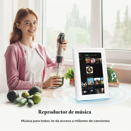 Vista 7 de Pantalla inteligente de 15.6" con Google Calendar, Google Play, sin suscripción, color blanco Madera blanca de 15.6 pulgadas