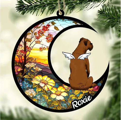 Vista 327 de LOVELYPOD Adorno de Navidad personalizado para perro Basset Hound (marrón) Basset Hound (marrón) adorno para atrapasoles de perro, razas de perros