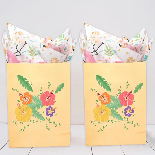 Vista 7 de JarThenaAMCS 100 hojas de papel de seda hawaiano, papel de regalo tropical, hojas de palma, flamenco, papel decorativo para manualidades, verano