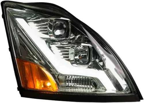 Vista 2 de Fortpro Faro de carcasa cromada con barra de luz Compatible con Volvo VN/VNL - Ambos lados