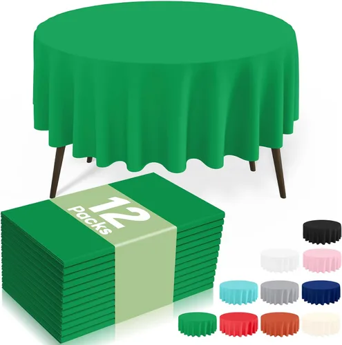Vista 23 de misaya Paquete de 4 manteles desechables de plástico, mantel redondo impermeable de 84 pulgadas, a prueba de fugas y resistentes manteles Azul