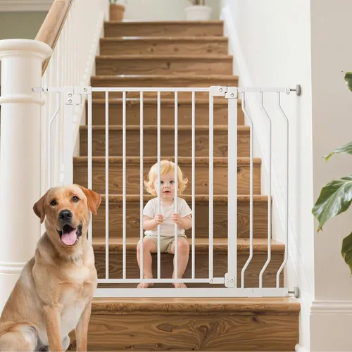 Vista 10 de Puerta para bebés de 29 a 43 pulgadas para escaleras, esenciales para la seguridad del bebé, puerta de cierre automático para puertas, puerta