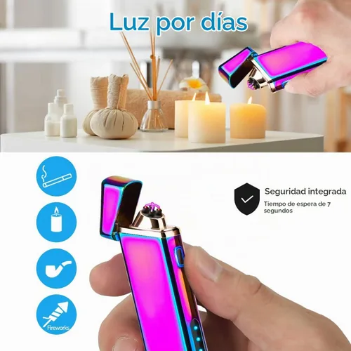 Vista 6 de Encendedor de plasma eléctrico a prueba de viento de arco - recargable por USB, indicador de batería mejorado - Multicromo