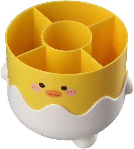 Vista 2 de dohobby Pequeño soporte para lápices de pato amarillo, lindo vaso para lápices, caja organizadora de papelería de escritorio para oficina en casa