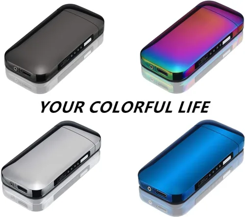 Vista 7 de Encendedor eléctrico de plasma de doble arco ancho, encendedor recargable por USB, resistente al viento, sin llama, encendedor de moda, sin butano