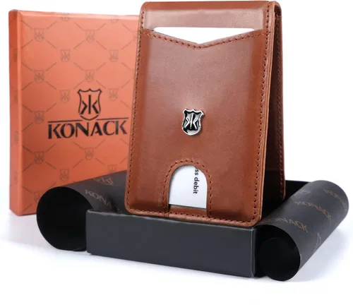 Vista 2 de KONACK Minimalist Wallet For Men with RFID Blocking Front Pocket Bifold Leather Mens Wallet with Gift Box