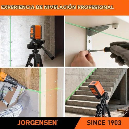 Vista 9 de JORGENSEN Nivel láser con trípode, herramienta niveladora láser de módulos dobles de 100 pies