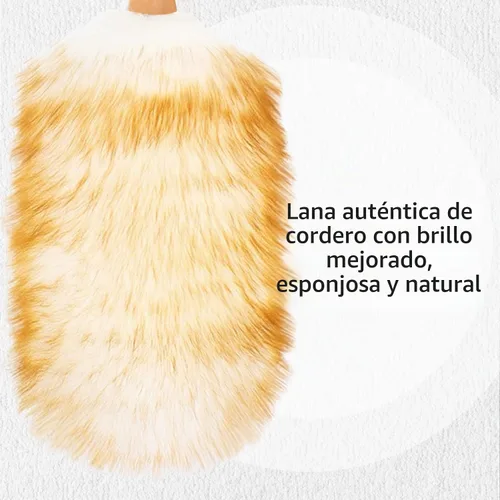 Vista 4 de Plumero de lana de cordero con mango de madera maciza, correa de cuero para colgar, cómodos agarres de 19.6 pulgadas de largo, plumeros naturales