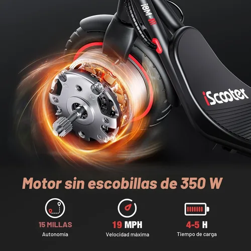 Vista 4 de iScooter Electric Scooter Adults & Big Kids, Cruise Control, Dual Braking System, Smart App, Foldable Electric Scooter for Commuting & Campus Use