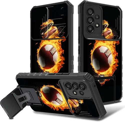 Vista 9 de Funda para Samsung Galaxy A53 5G con cubierta de cámara y soporte de soporte, resistente a prueba de golpes, TPU funda protectora para Samsung