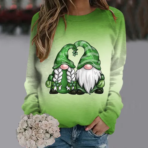 Vista 2 de Camiseta básica del día de San Patricio para mujer, camiseta de manga larga, sudadera