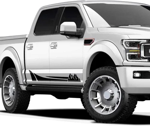 Vista 8 de 2 calcomanías de vinilo con diseño de rayas deportivas para Ford F150 Series 2009-2022 (negro brillante)