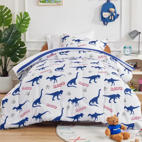 Vista 6 de SLEEP ZONE Juego de edredón de 5 piezas para niños, tamaño individual, súper lindo y suave, ropa de cama para niños en una bolsa, juego de 5 piezas