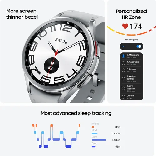 Vista 2 de Samsung Galaxy Watch 6 Classic 43mm - Reloj inteligente Bluetooth, bisel giratorio, rastreador de fitness, zonas de frecuencia cardíaca