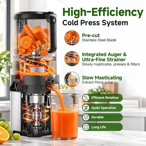 Vista 4 de AMZCHEF Exprimidor de prensa en frío, Juicer lento de alimentación