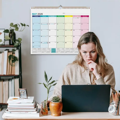 Vista 5 de Kyweel Calendario de pared 2026-2027, enero 2026-junio 2027, 15 x 12 pulgadas, días festivos destacados, calendario de planificación, papel grueso