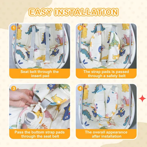 Vista 5 de FEISIKE - Cojín de columpio para bebé, para exteriores, compatible con columpio de coco para niños pequeños de 6 a 36 meses, desmontable y lavable