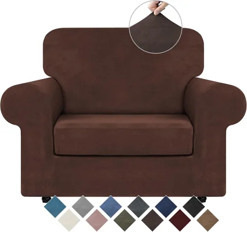 Vista 27 de WEERRW 4 Piezas Fundas de Terciopelo de Alta Elasticidad para Sofá de 3 Cojines Fundas de Sofá, Protector de Muebles Lavable con Parte Inferior