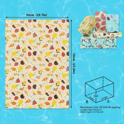 Vista 2 de Summer Beach Tropical Fun Fresh Tropical - Sábana encimera plegada para regalo (5 diseños, 5 hojas, 27 x 20 pulgadas por hoja, 19 pies cuadrados)