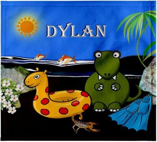 Vista 8 de 3D Rose Dylan - Tyrannosaurus Rex at The Beach TWL_50066_1 toalla, 15" x 22